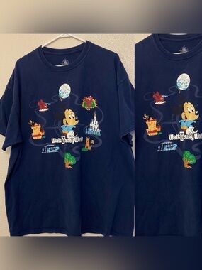 Disney Parks Walt Disney World Mickey Compass Graphic T-Shirt Navy Blue XXL Adul
